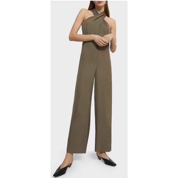 Theory Halter-neck Jumpsuit in Willow Olive Green Size 2 $395 retail - Picture 3 of 11
